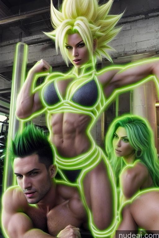 related ai porn images free for Super Saiyan Busty Neon Lights Clothes: Green Front View Green Hair Muscular Several Two Neon Lights Clothes: Yellow Science Fiction Style