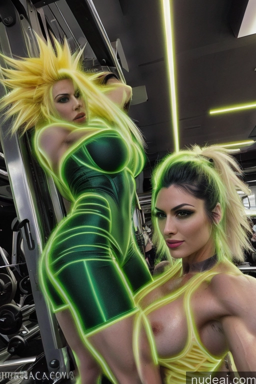 related ai porn images free for Super Saiyan Busty Neon Lights Clothes: Green Front View Green Hair Muscular Several Two Neon Lights Clothes: Yellow Science Fiction Style Woman