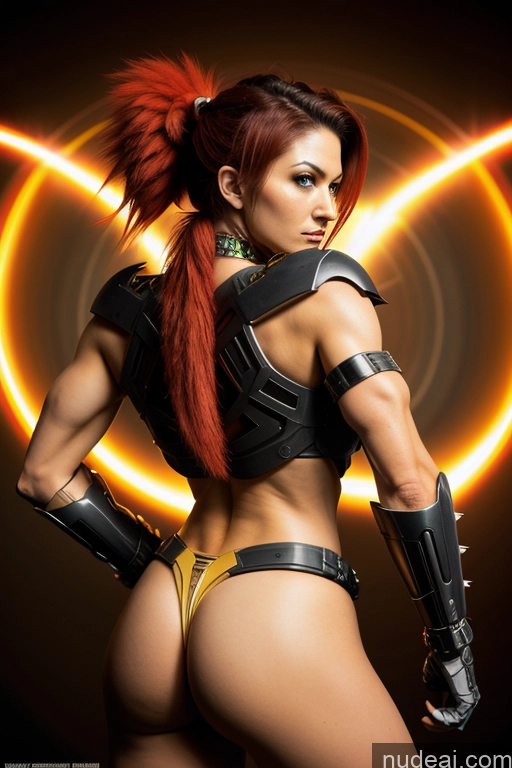 related ai porn images free for Super Saiyan 4 Busty Woman Front View Muscular Science Fiction Style Cosplay Neon Lights Clothes: Red SuperMecha: A-Mecha Musume A素体机娘