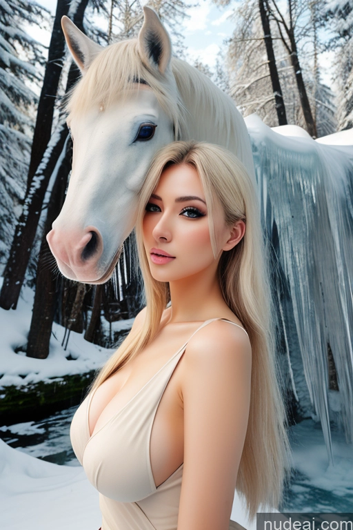 related ai porn images free for Soft Anime Wooden Horse Looking At Sky Elemental Series - Ice Waterfall Forest