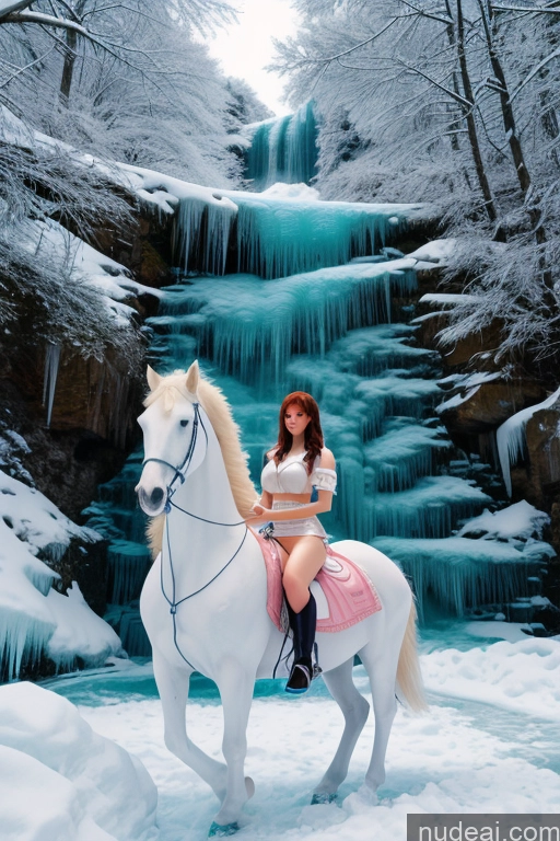 related ai porn images free for Soft Anime Wooden Horse Looking At Sky Elemental Series - Ice Waterfall Forest