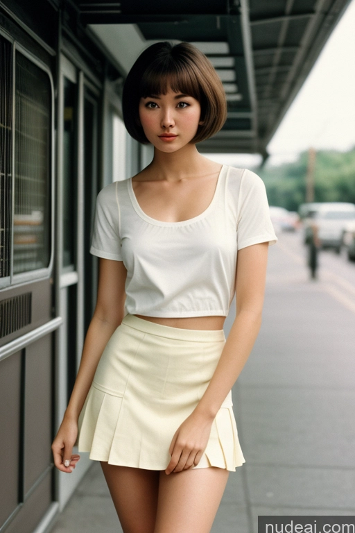 ai nude image of arafed asian woman in a white top and a white skirt pics of Sorority Skinny Small Tits Short Small Ass 18 Asian Japanese Filipina Film Photo Skin Detail (beta) Kilt Long Skirt Chemise Thigh Socks Transparent Detailed Military Bus Street Train Bobcut Short Hair 60s 70s Vintage Dark Lighting High Socks Shirt