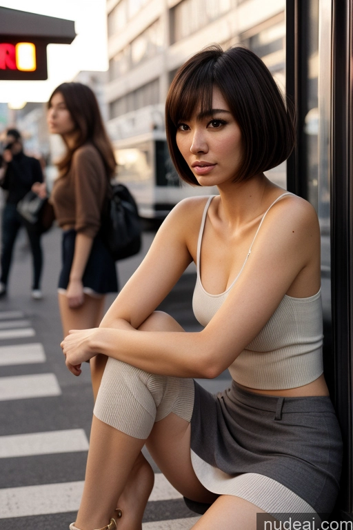 ai nude image of araffe woman sitting on the sidewalk in a skirt and top pics of Skinny Small Tits Short Small Ass 18 Asian Japanese Filipina Film Photo Skin Detail (beta) Long Skirt Thigh Socks Transparent Bus Street Bobcut Short Hair 60s 70s Vintage Dark Lighting High Socks Shirt Two Pubic Hair Spreading Legs Partially Nude Shocked Sad Detailed