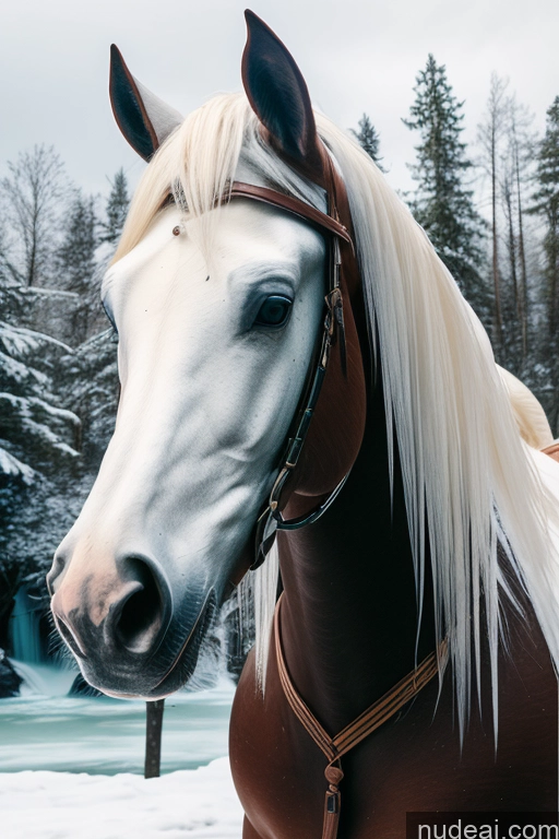 related ai porn images free for Wooden Horse Looking At Sky Elemental Series - Ice Waterfall Forest