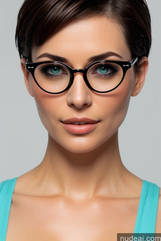 ai nude image of arafed woman wearing glasses and a blue tank top pics of Woman One Perfect Boobs Big Ass Glasses Fairer Skin 20s Seductive Brunette Short Hair Indian Beach Front View Topless