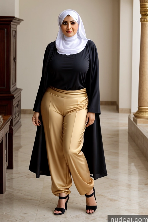 ai nude image of araffe wearing a black top and gold pants and a black coat pics of Milf Arabic Harem Pants Nun Salwar Huge Boobs High Heels High Socks Skin Detail (beta) Cleavage Pubic Hair