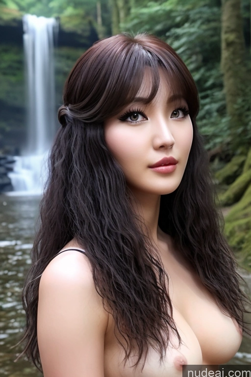 Bangs Wavy Hair NingRongRong Ning Rong Rong Waterfall Forest