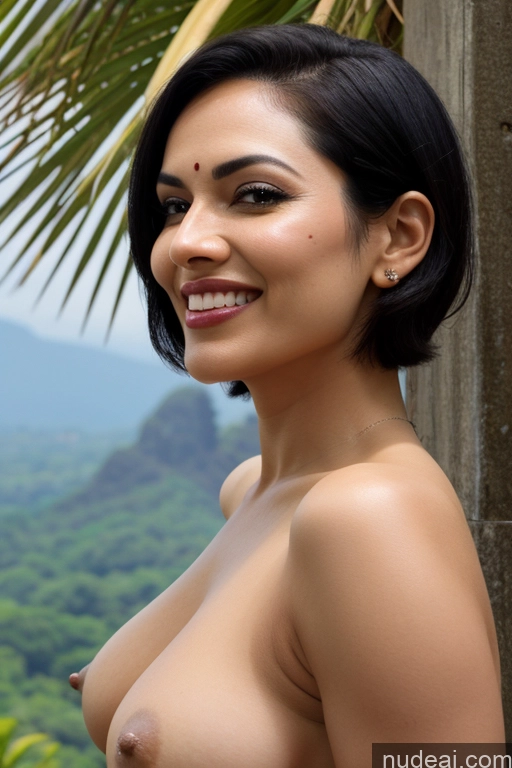 ai nude image of arafed woman with a big breast posing for a picture pics of Jungle Fairer Skin Straight Mountains Black Hair Indonesian Woman Indian Pubic Hair Small Tits Hair Bun Polynesian Seductive Sexy Face Happy 50s Sari Short Hair Nude Back View Side View