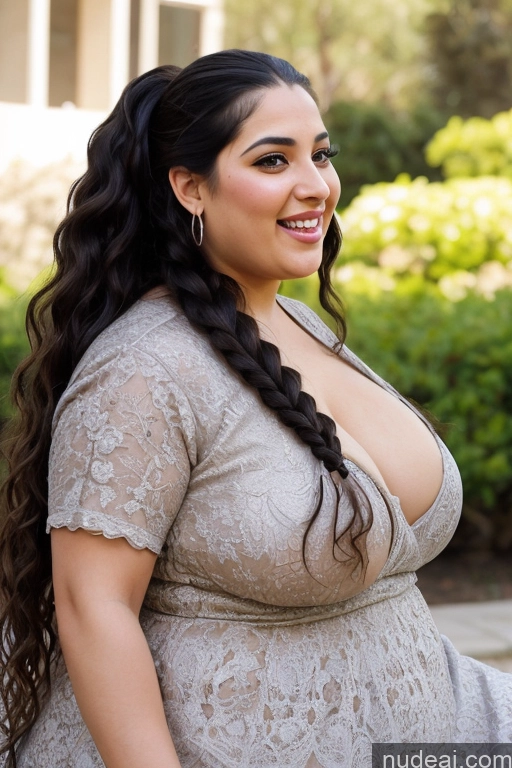 ai nude image of pregnant woman in a lace dress posing for a picture pics of Happy Big Ass Long Hair Busty Short 20s Front View Straight Fat Arabic Close-up View Egyptian Illustration Laughing Black Hair Middle Eastern Side View Huge Boobs One