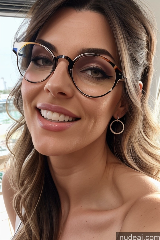 ai nude image of smiling woman wearing glasses and a white top sitting in a bus pics of Beautiful Glasses Big Ass Skinny Thick Short Perfect Body Short Hair Long Hair Huge Boobs Several Seductive Sexy Face Brunette Front View Detailed Bdsm 60s Brazilian