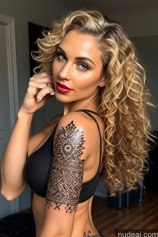 ai nude image of arafed woman with a tattoo on her arm and a black bra pics of Perfect Boobs Tattoos Beautiful 20s Sexy Face Seductive Blonde Straight Swedish Nude Woman Blowjob Lipstick Perfect Body Big Ass Curly Hair