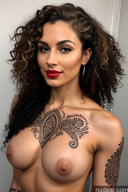 ai nude image of a close up of a woman with a tattoo on her chest pics of Perfect Boobs Tattoos Beautiful 20s Sexy Face Seductive Swedish Nude Woman Lipstick Perfect Body Big Ass Curly Hair