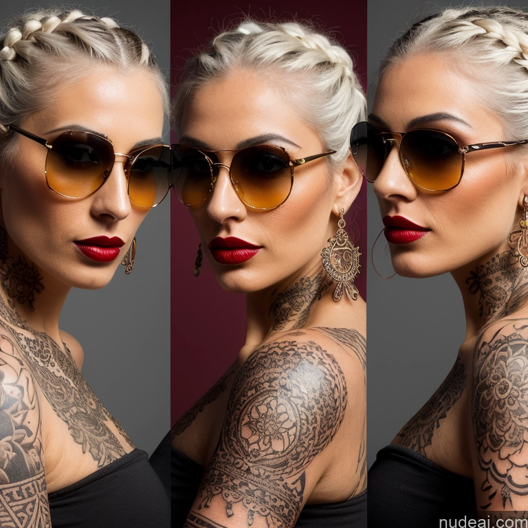 related ai porn images free for Several Woman Sunglasses Tattoos Lipstick Pregnant White Hair Braided 3d Lake Nude Gold Jewelry Detailed Front View Sexy Face 20s German