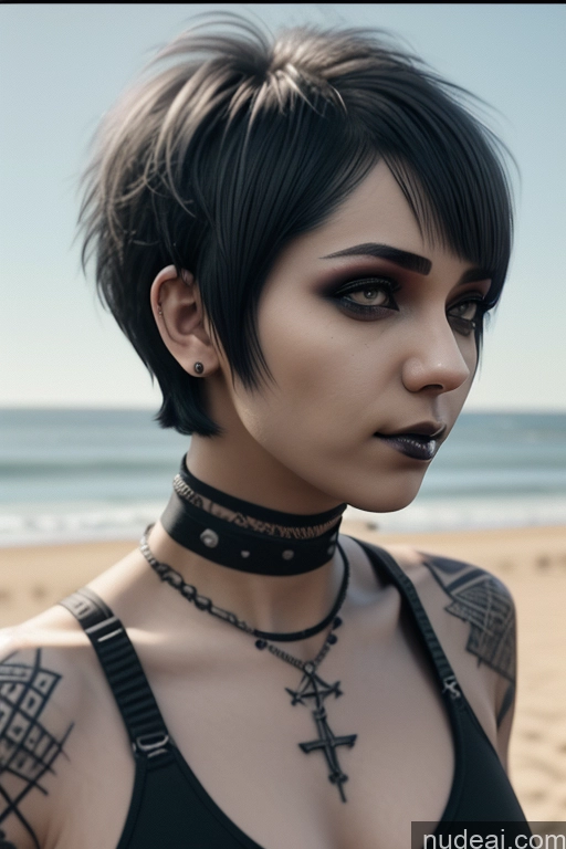 ai nude image of arafed woman with a cross tattoo on her chest and neck pics of Athlete Perfect Boobs Short Hair Egyptian Rainbow Haired Girl Close-up View Gothic Punk Girl Nude 50s Spread Pussy Beach