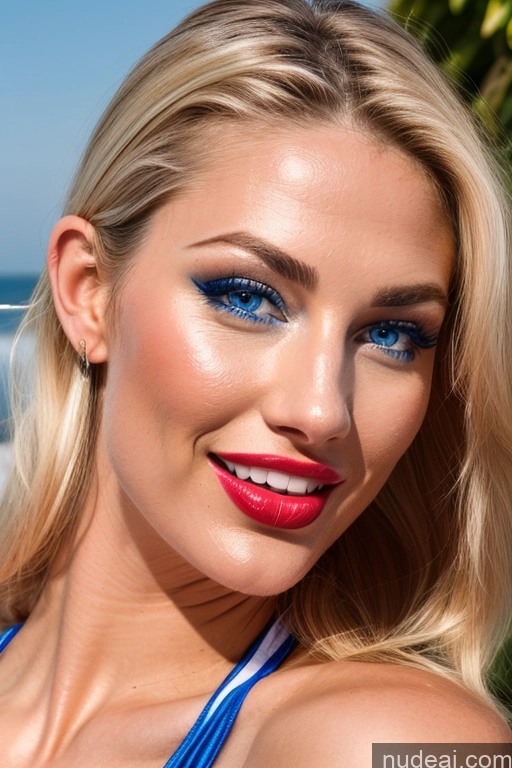 ai nude image of blond woman with blue eyes and red lips posing for a picture pics of Busty Perfect Boobs Beautiful Lipstick Skinny Deep Blue Eyes Russian Nude Full Frontal Happy Beach 3d Blonde 18 Miss Universe Model Sexy Face Kisses Two