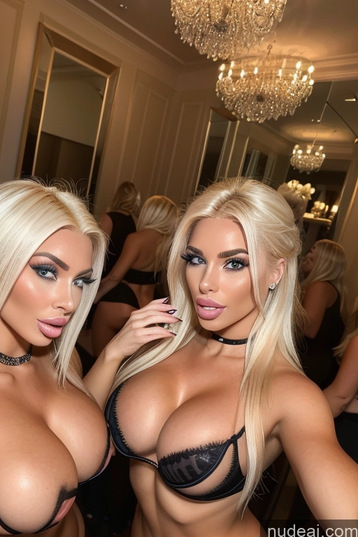 ai nude image of two women in lingersuits posing for a picture in a room pics of Bimbo Perfect Boobs 20s Shocked Mirror Selfie Blonde Several Topless Club Satin