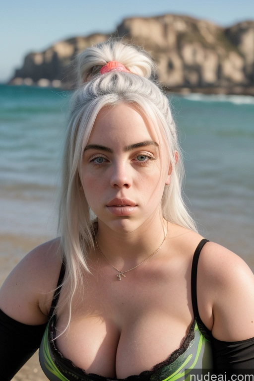 ai nude image of blond woman with big breast posing on beach with ocean in background pics of Milf Busty Beautiful Big Ass Thick 18 Billie Eilish Nude