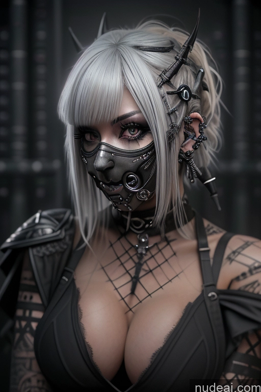 ai nude image of arafed woman with a mask and a large breast pics of Bimbo Close-up View Nude Perfect Boobs Gothic Punk Girl