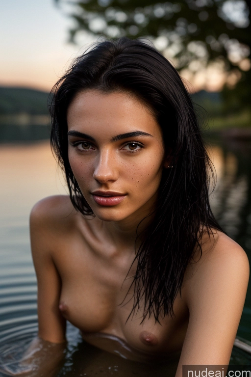 related ai porn images free for Skinny 18 Seductive Black Hair Messy British Fairer Skin Dark Lighting Woman Lake Cumshot Nude Close-up View