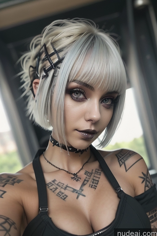 related ai porn images free for Bimbo Close-up View Nude Perfect Boobs Short Hair Gothic Punk Girl Green Hair