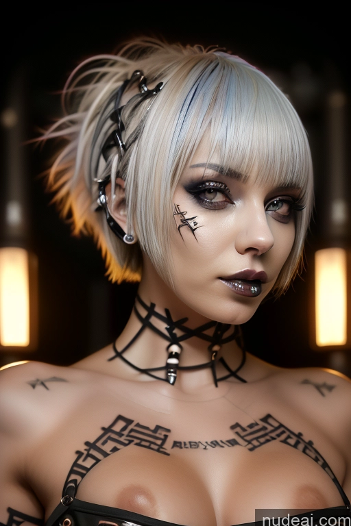 related ai porn images free for Bimbo Close-up View Nude Perfect Boobs Short Hair Gothic Punk Girl Bra Pull Down Rainbow Haired Girl