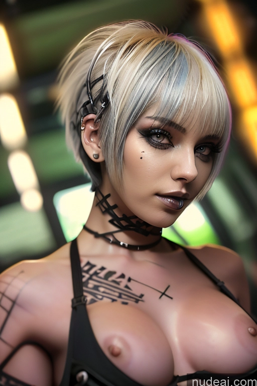 related ai porn images free for Bimbo Close-up View Nude Perfect Boobs Short Hair Gothic Punk Girl Bra Pull Down Rainbow Haired Girl