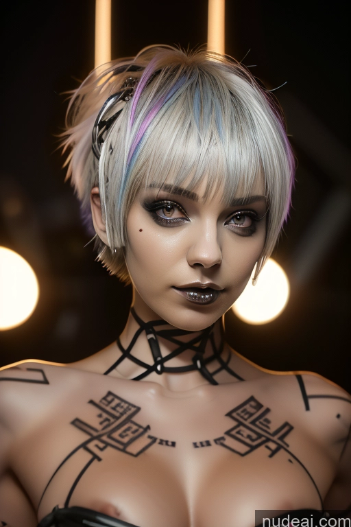 related ai porn images free for Bimbo Close-up View Nude Perfect Boobs Short Hair Gothic Punk Girl Bra Pull Down Rainbow Haired Girl