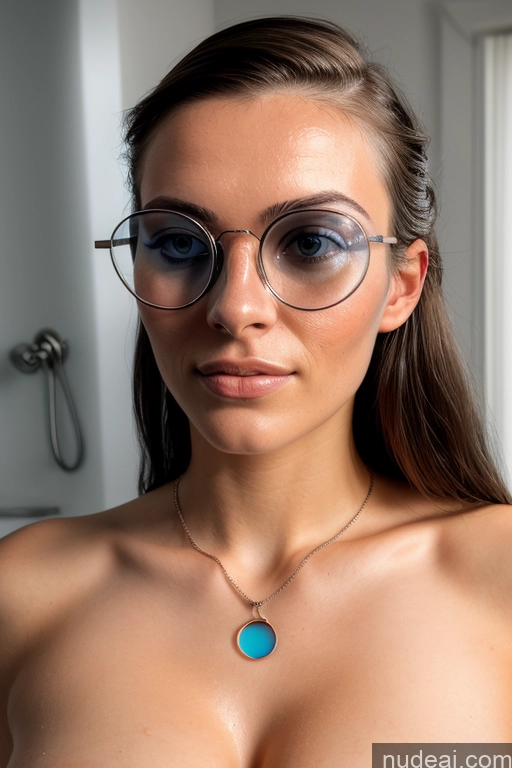 ai nude image of there is a woman with glasses and a necklace on her neck pics of Nude Brunette 18 Skinny Woman Orgasm Topless Braided Swedish Bathroom Perfect Boobs Beautiful Glasses Tank Top Blowjob