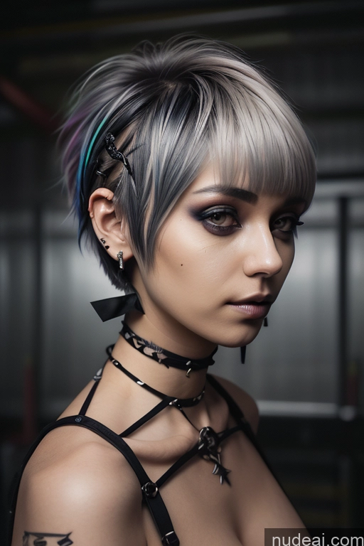 ai nude image of arafed woman with a black top and a silver hair pics of Nude Close-up View Rainbow Haired Girl Braided Perfect Boobs Short Hair Gothic Punk Girl Milf Anis Nikke Richy