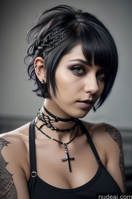 ai nude image of arafed woman with a cross and a chain around her neck pics of Nude Close-up View Rainbow Haired Girl Braided Perfect Boobs Short Hair Gothic Punk Girl Milf Anis Nikke Richy