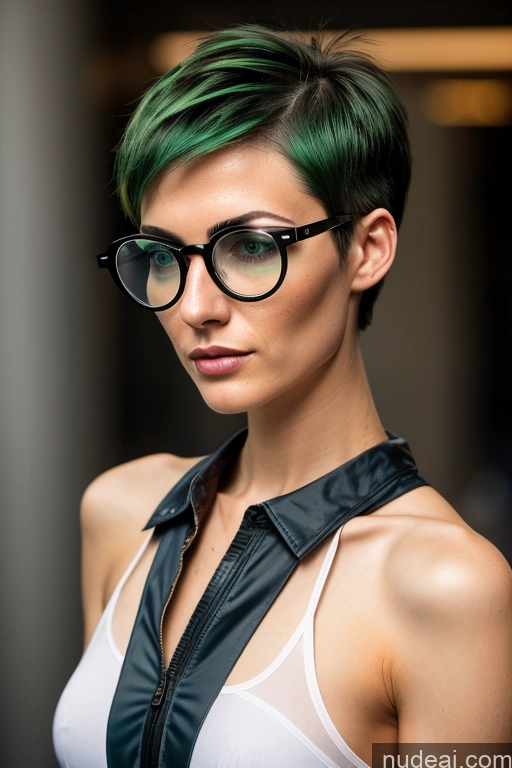 related ai porn images free for Woman One Small Tits Skinny Muscular Long Legs Glasses Short Hair 18 Serious Green Hair Rockstar Hair White Party Goth Halloween