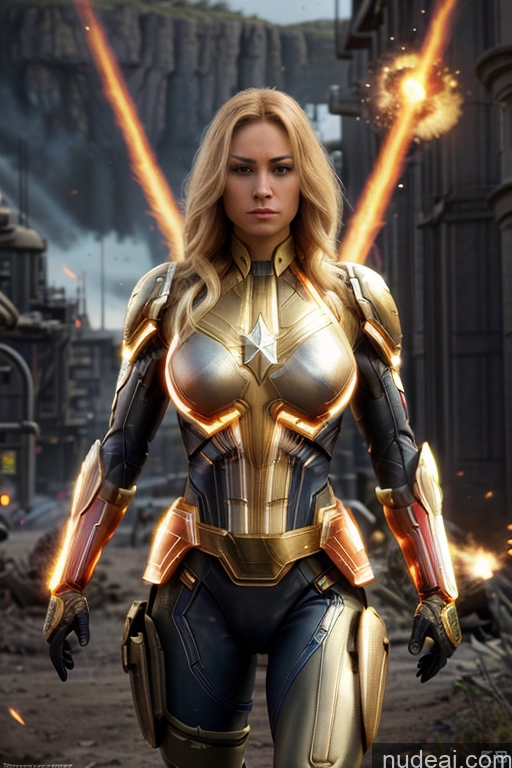 ai nude image of a close up of a woman in a suit with a sword pics of Regal Cosplay Busty Muscular Front View Captain Marvel Has Wings Perfect Boobs Cyborg Blonde Science Fiction Style Battlefield Neon Lights Clothes: Red Neon Lights Clothes: Orange Neon Lights Clothes: Yellow