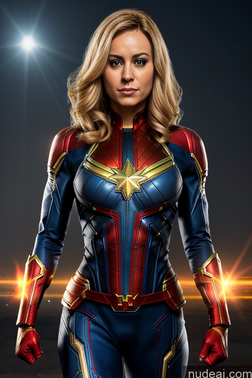 Superheroine Busty Muscular Front View Israel Ukraine Captain Marvel