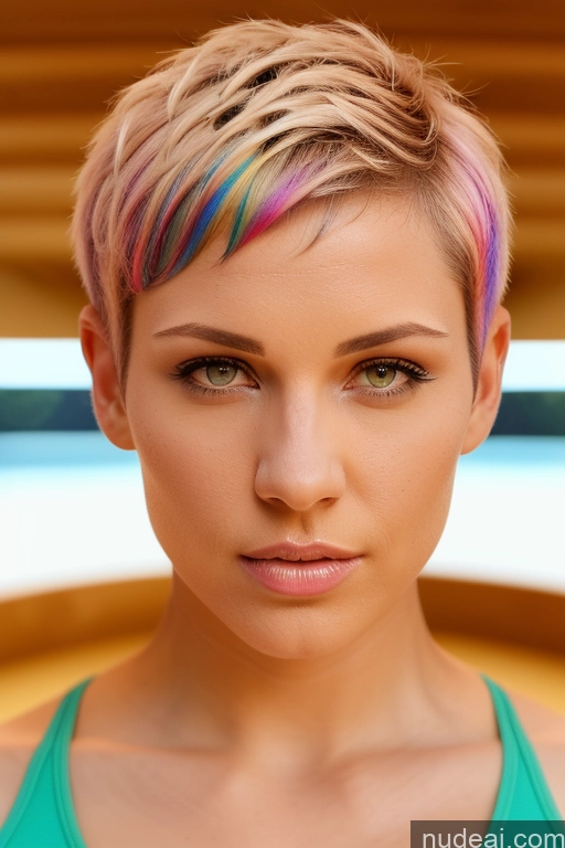 related ai porn images free for Athlete Perfect Boobs Short Hair Nude Close-up View Rainbow Haired Girl Slicked Bra Pull Down