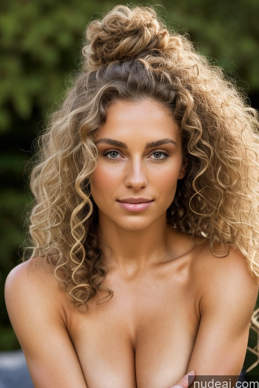 ai nude image of arafed woman with curly hair posing outdoors in a bikini pics of Woman One Perfect Boobs Perfect Body Long Hair Curly Hair 18 Seductive Blonde Ponytail Bedroom Front View Cumshot Nude