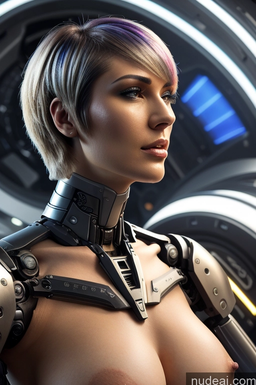 ai nude image of arafed woman in a futuristic suit with a futuristic helmet pics of Perfect Boobs Short Hair Nude Close-up View Rainbow Haired Girl Slicked Dream Mecha Girl Cyborg Big Ass Two Massage