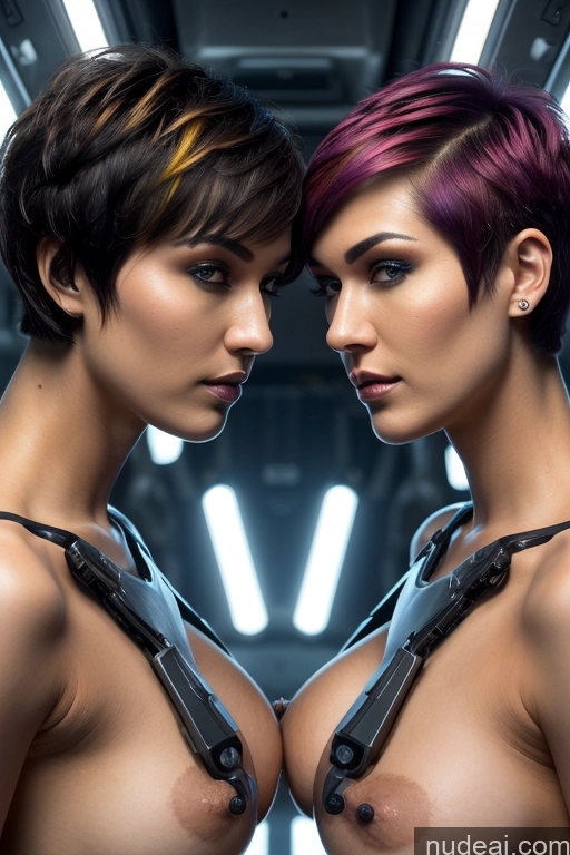 ai nude image of two women with short hair and piercings are posing for a picture pics of Perfect Boobs Short Hair Nude Close-up View Rainbow Haired Girl Slicked Dream Mecha Girl Cyborg Big Ass Two Massage