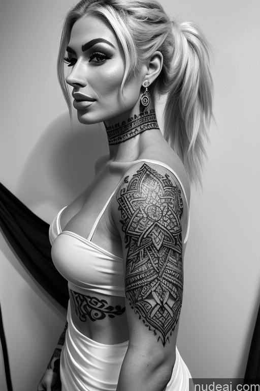 ai nude image of arafed woman with a tattoo on her arm and chest pics of Bimbo Two Dress Tattoos