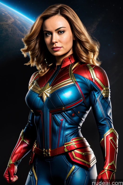 related ai porn images free for Busty Front View Superhero Cosplay Captain Marvel Superheroine Muscular Space