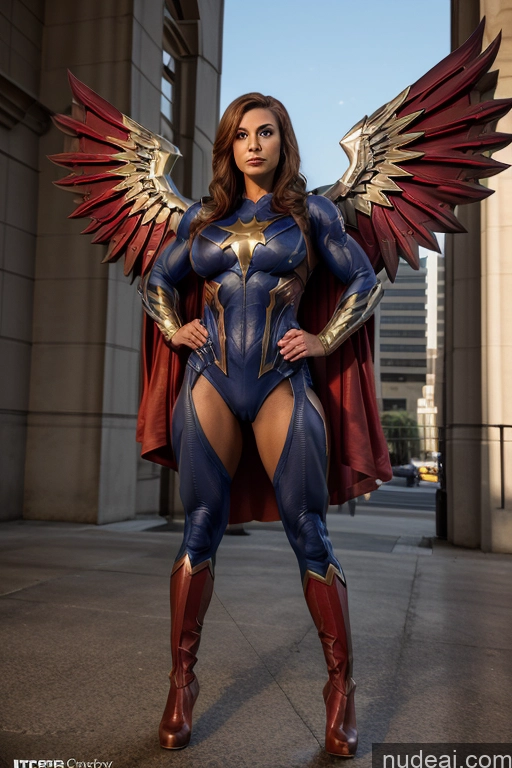 related ai porn images free for Front View Superheroine Muscular Superhero Cosplay Busty Has Wings