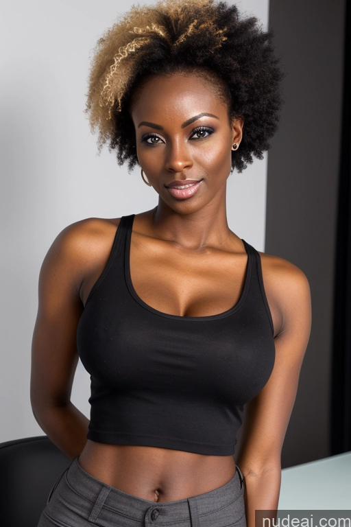 related ai porn images free for Pixie Blonde Model Bright Lighting African Small Ass Busty Skinny Dark Skin Front View Casual Tank Top Office 30s