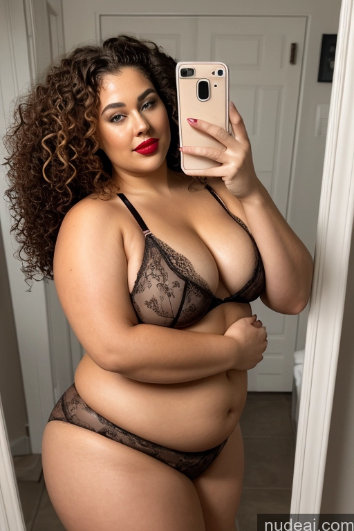 related ai porn images free for Chubby Beautiful Lipstick Curly Hair 20s Seductive Ginger Irish Mirror Selfie Front View Bright Lighting Detailed Nude One Lingerie Model Bathroom Topless