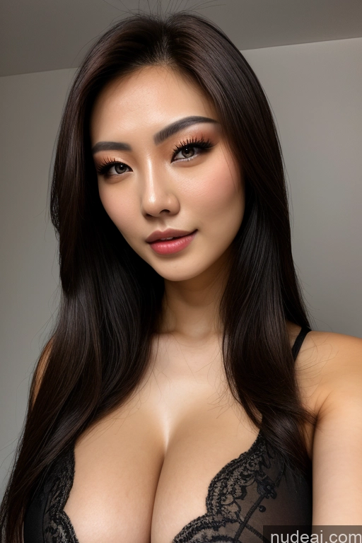 ai nude image of arafed asian woman in a black bra top posing for a picture pics of Chinese Model Brunette Dark Lighting Jewelry Busty Cleavage Goth 18 Transparent