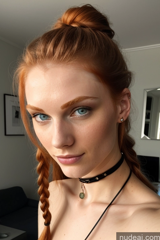 ai nude image of there is a woman with a red hair and a necklace on pics of 18 Ginger Braided Small Tits Skinny Seductive Nude Choker Two Swedish