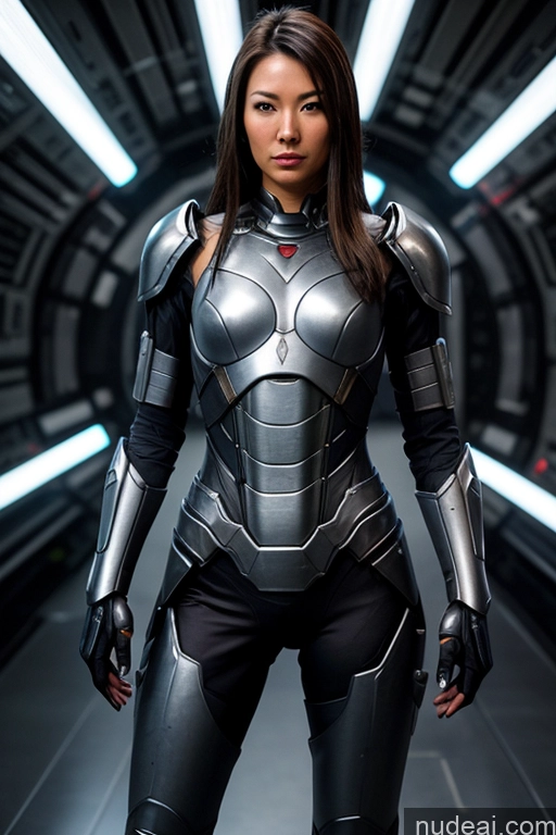 ai nude image of arafed woman in a futuristic suit standing in a tunnel pics of One Brunette 20s Asian Topless Small Tits Sci-fi Armor