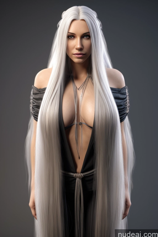 ai nude image of arafed woman with long white hair posing for a picture pics of Woman One Perfect Boobs Sexy Face White Hair 3d Office Bright Lighting 30s Long Hair Doctor