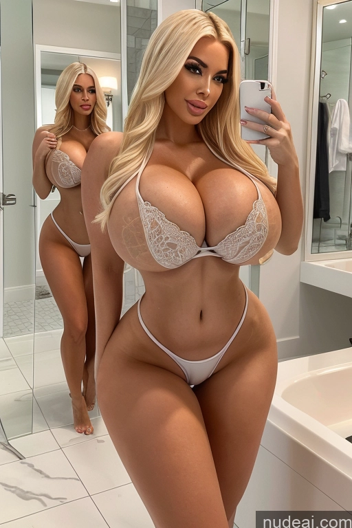 related ai porn images free for Busty Huge Boobs Seductive Blonde Straight Mirror Selfie Bathroom Full Frontal T-pose One Piece Swimsuit Swedish Bimbo Two