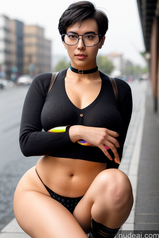 related ai porn images free for Big Hips Micro Skirt Perfect Boobs Choker Sweater Squatting 18 Black Hair Fairer Skin Short Bobcut Model Japanese Glasses