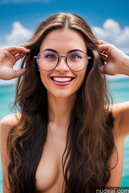 ai nude image of arafed woman with glasses on her head and a blue sky in the background pics of Perfect Boobs Beautiful Glasses Thick 18 Happy Black Hair Portuguese Surrealist Beach Front View Nude Lingerie Model One Small Tits Short Long Hair Blowjob