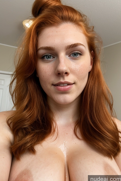 ai nude image of arafed redhead woman with big tits posing for a picture pics of Woman 18 Pubic Hair Bedroom Busty Cumshot Ginger Hair Bun